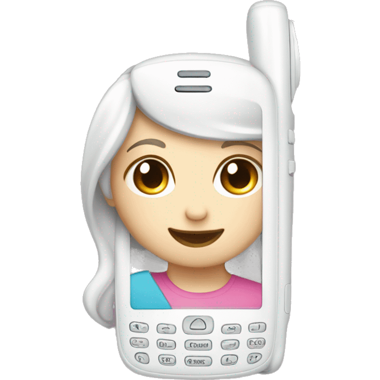 Cute girly white cell Phone on call emoji