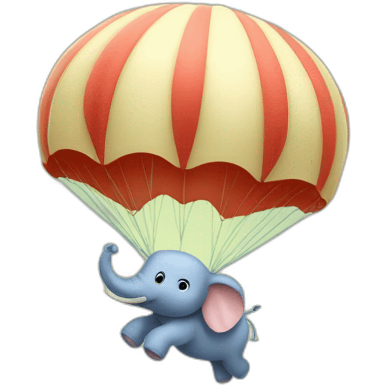 Cute elefant jumping parachute emoji