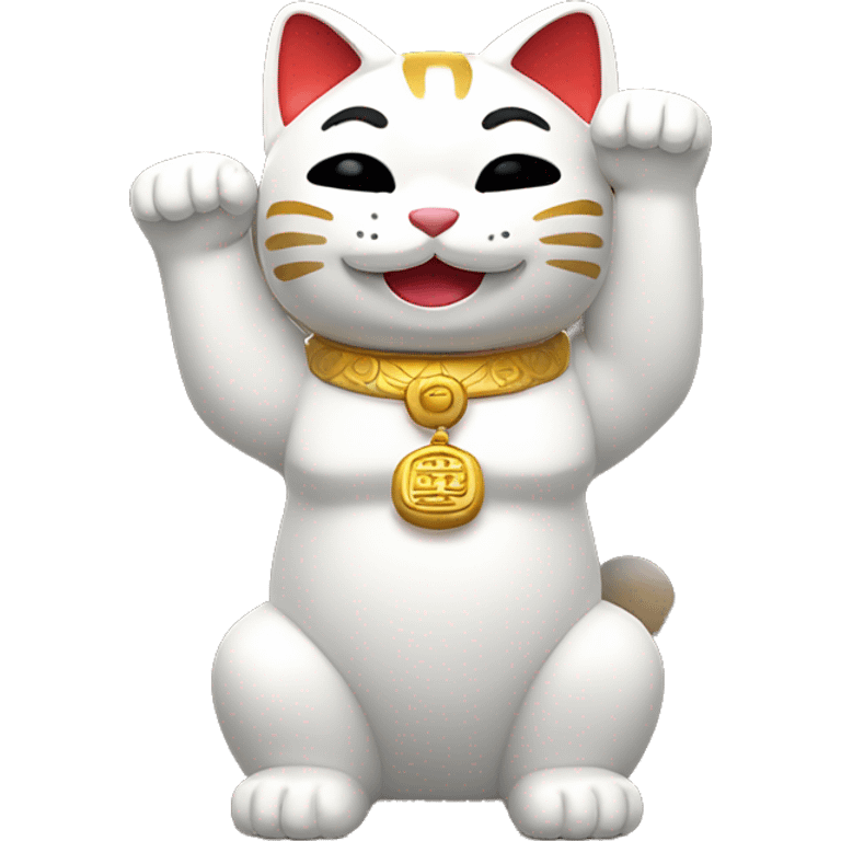 smiling Maneki Neko with both arms up  emoji