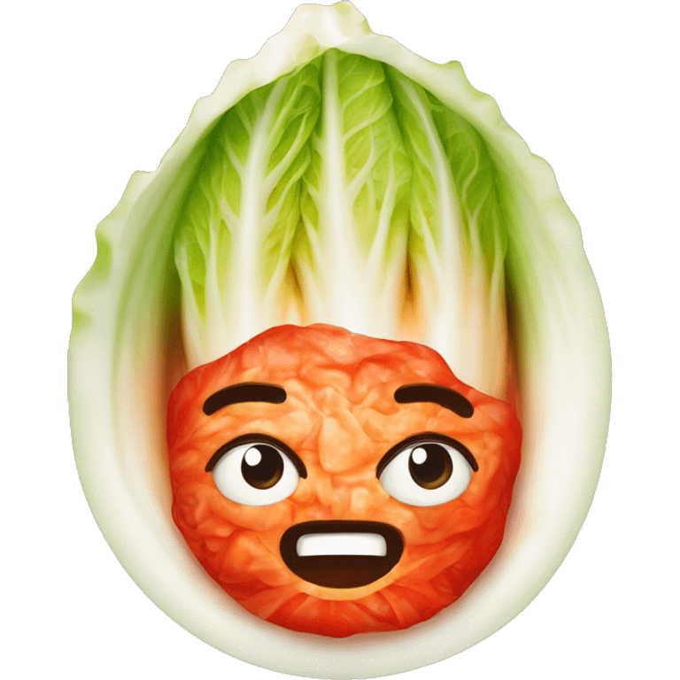 Kimchi : A napa cabbage marinated in a bright red pepper paste emoji