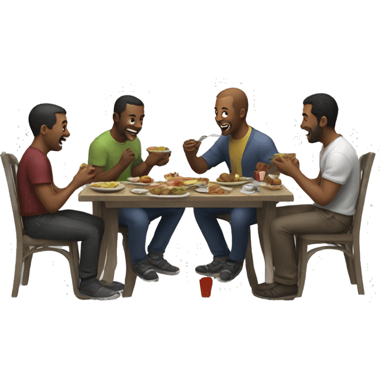 men eating together  emoji