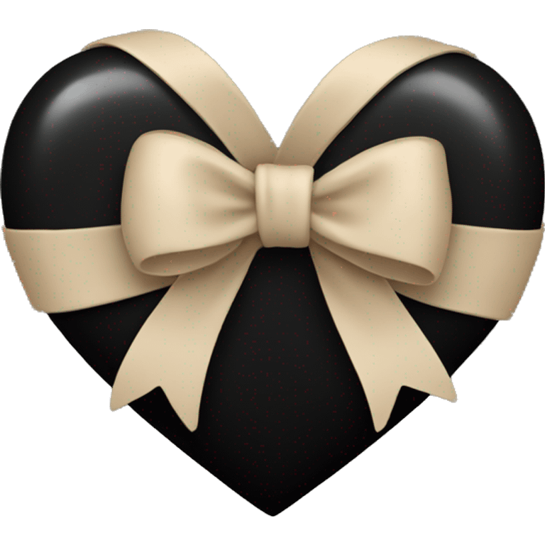 black heart with beige bow emoji