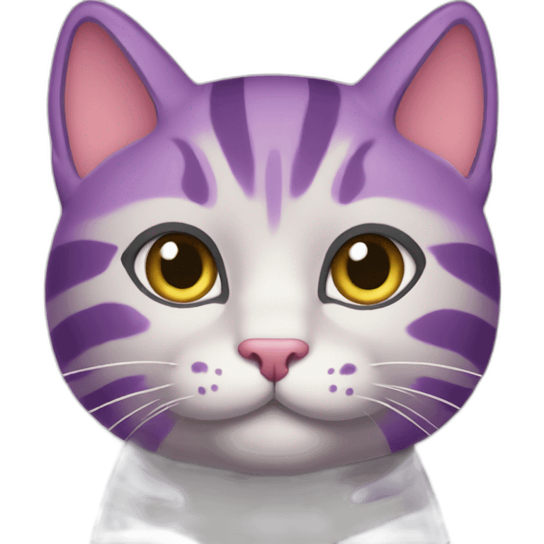 Purple cat with pink tabby stripes emoji