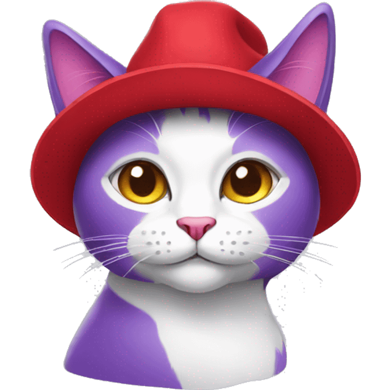 purple cat in red hat emoji