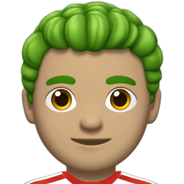 Jugador de fútbol camiseta verde y franjas roja emoji