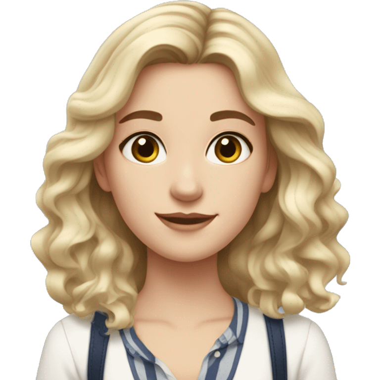 White skin girl, Medium wavy hair, , preppy skincare  emoji