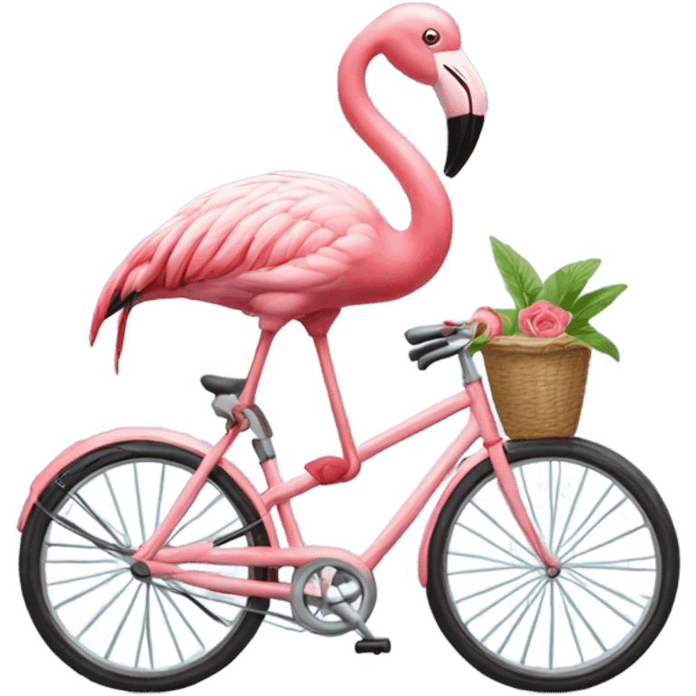 Flamingo riding a bike  emoji