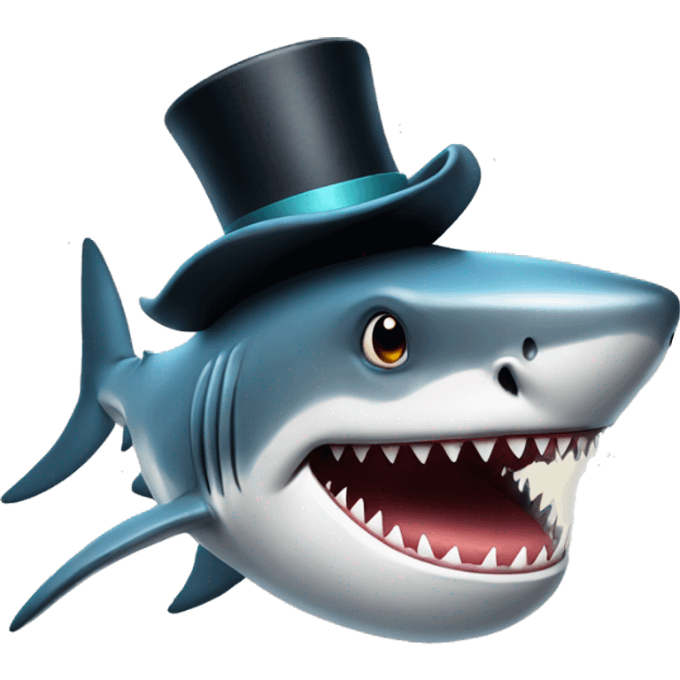 Shark with a top hat emoji