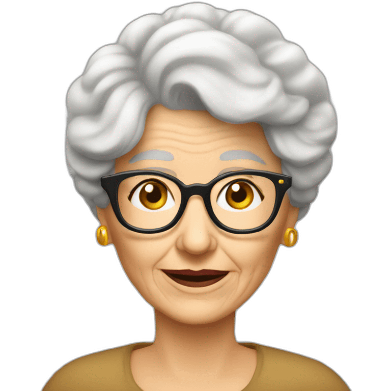 Abuela 70 años pelo rubio media melena  con gafas emoji