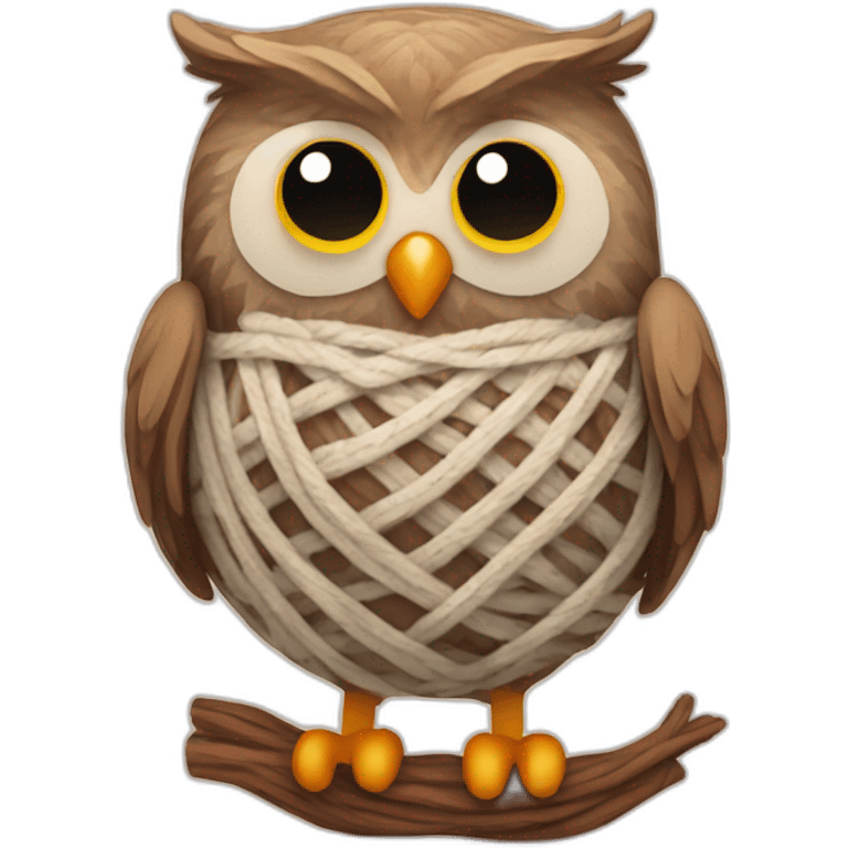 Owl with yarn ball emoji