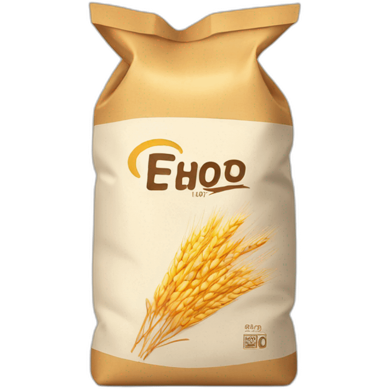 Flour bag with wheat on the front packaging  emoji