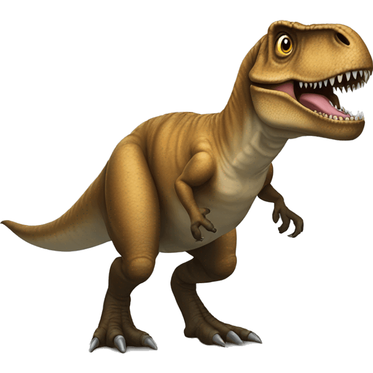 T. rex with googlie eyes emoji