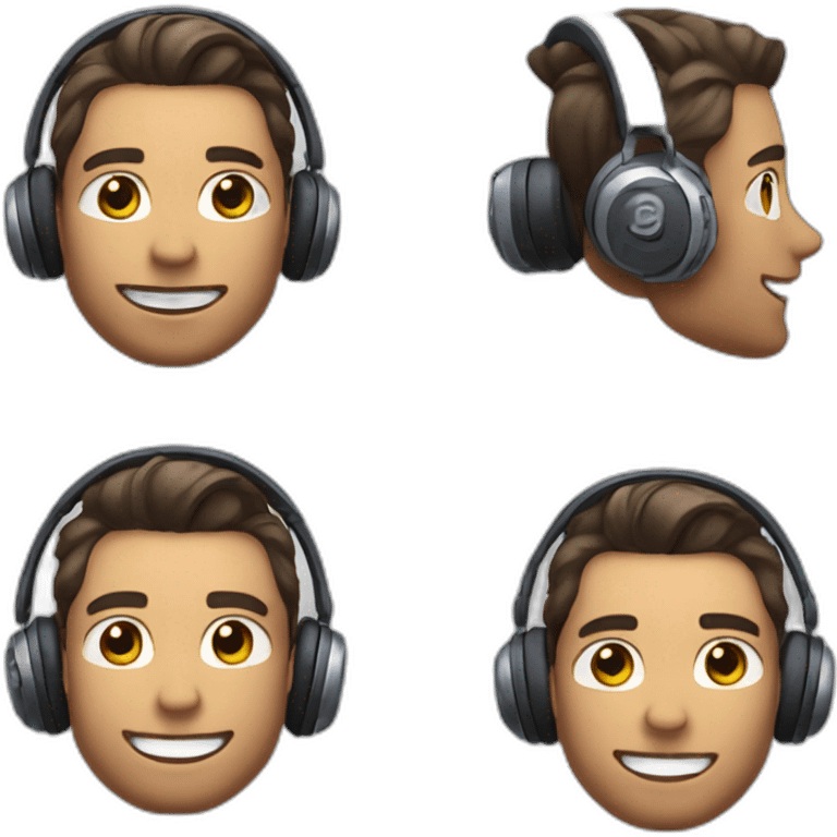 Emojis para chicos deejay sin cabello con auriculares tono de piel blanca para tiktok emoji