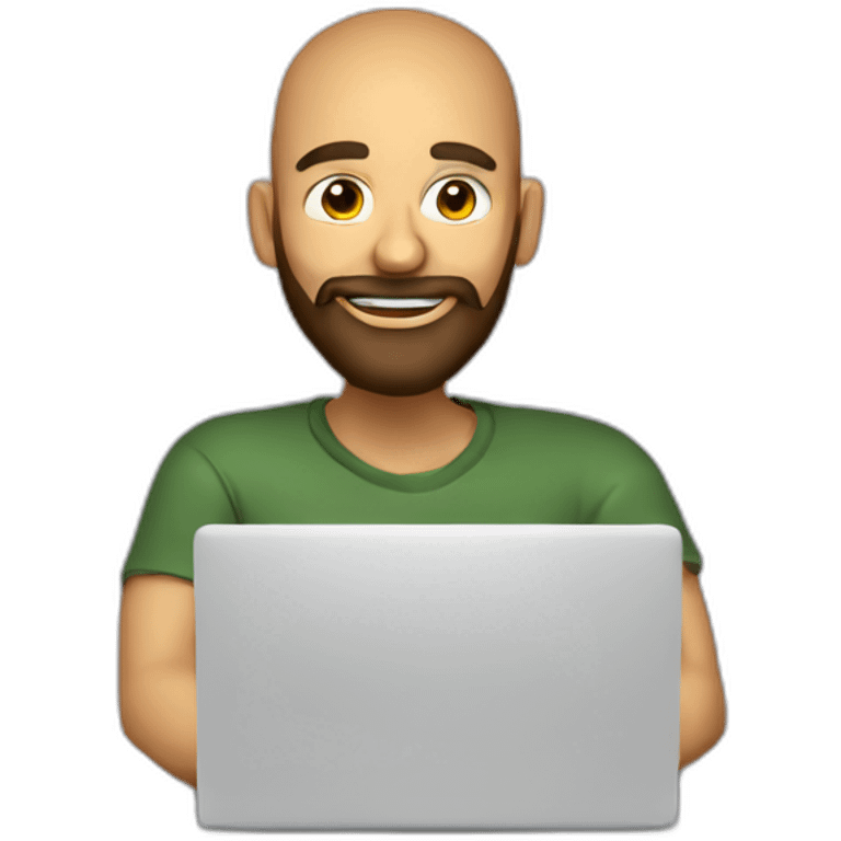 3d artist with beard sit on the PC with graphic tablet emoji