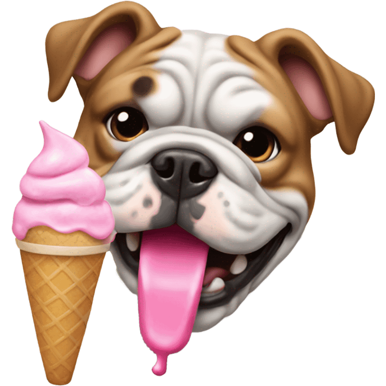 Bulldog eating ice cream emoji