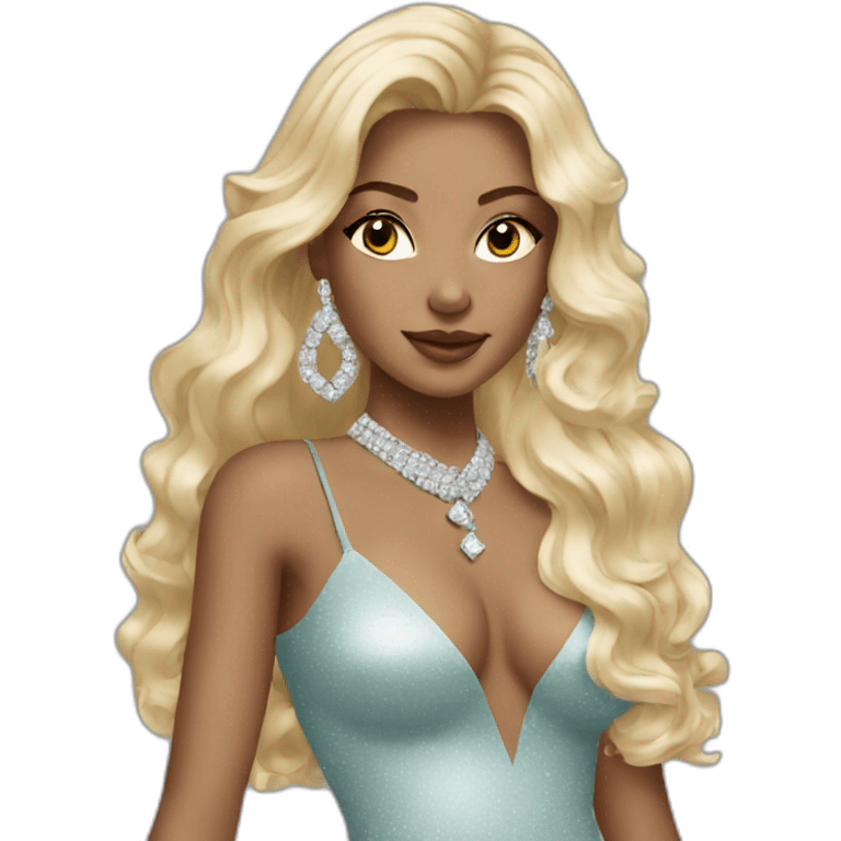 glam rich girl with diamonds on her handbag with blonde long hair emoji