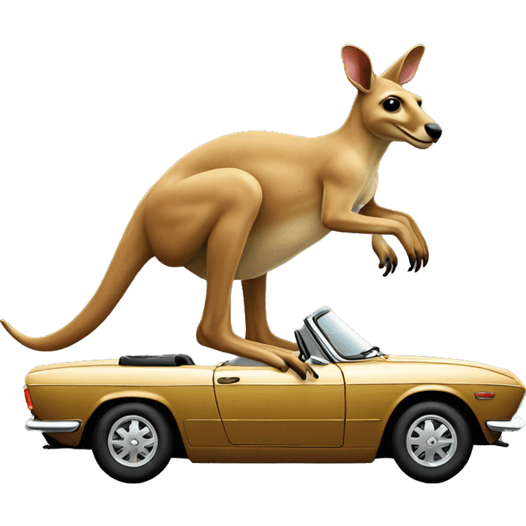 Kangaroo driving a triumph stag emoji