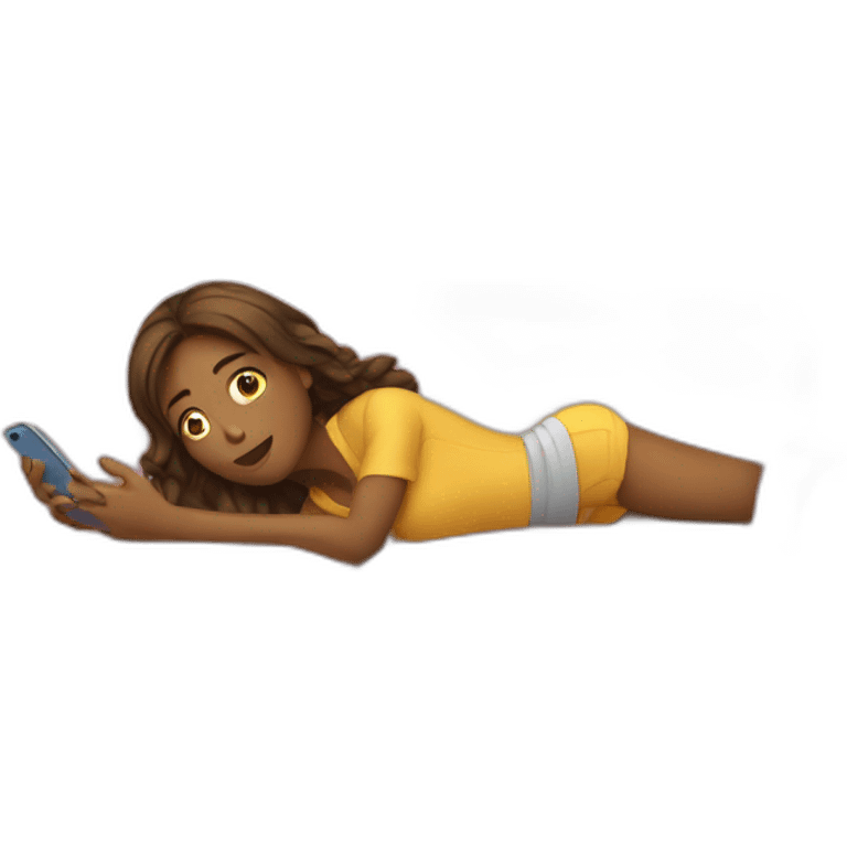 girl lying on couch with phone emoji