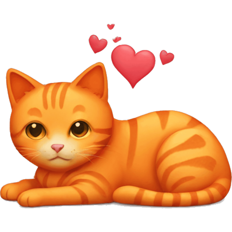 Orange cat with a heart pillow  emoji