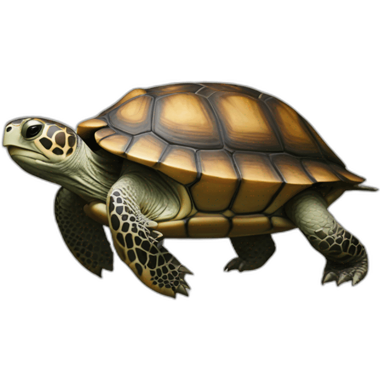 Une tortue sur un singe emoji