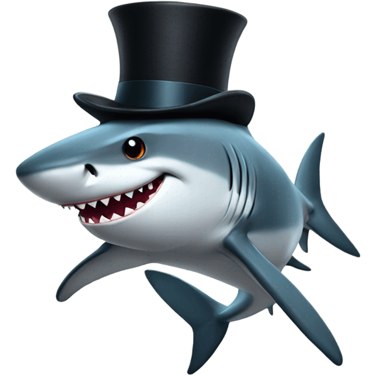 Shark with a top hat emoji