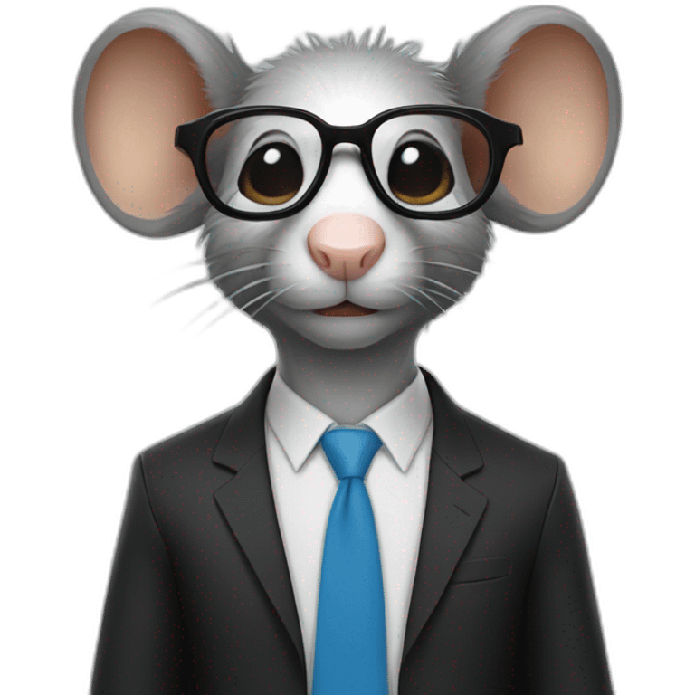 Un rat avec des lunettes et avec des cheveux noirs emoji