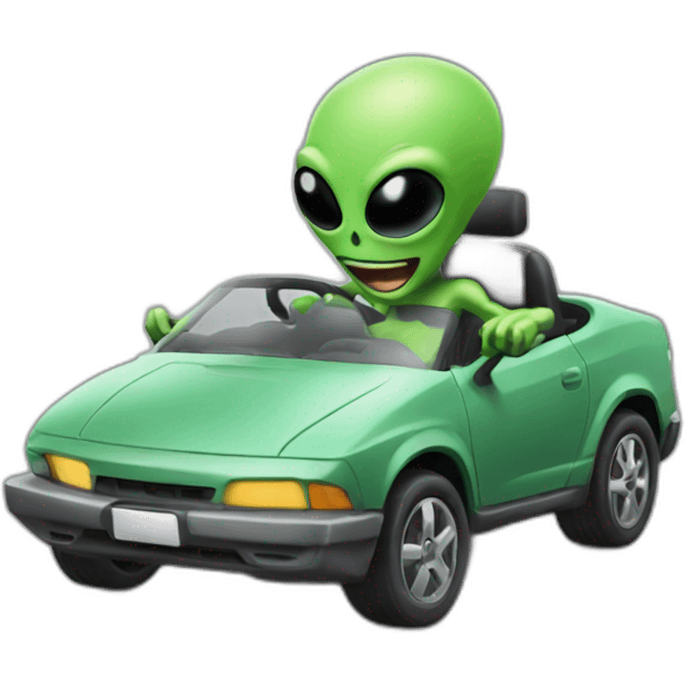 Alien driving the car emoji