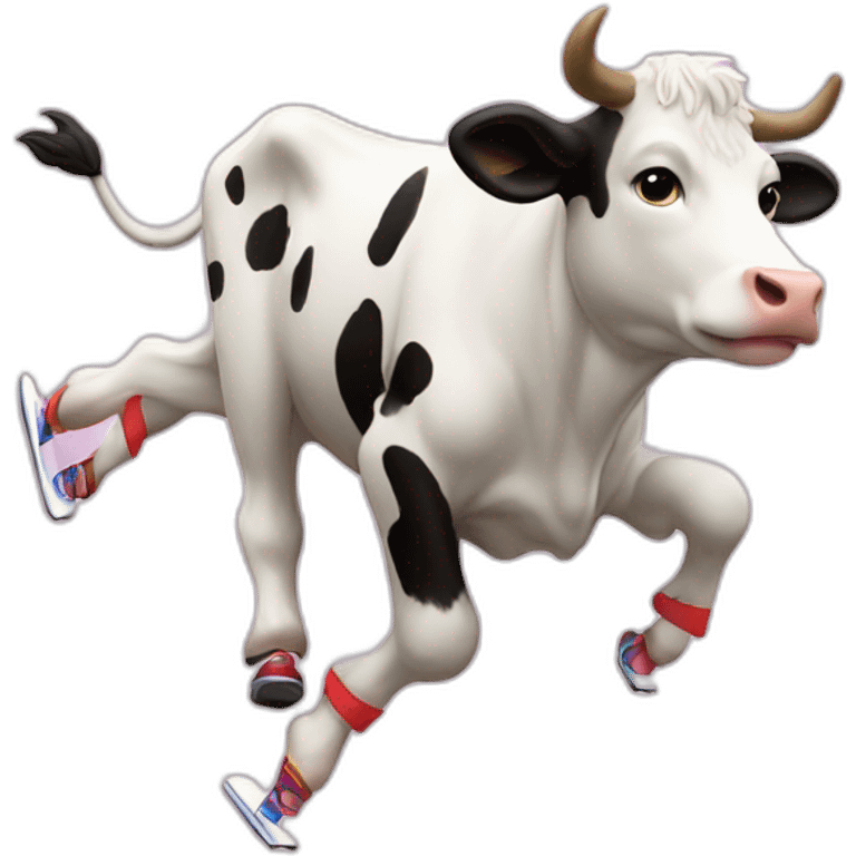 cow figure skating; doing axel emoji