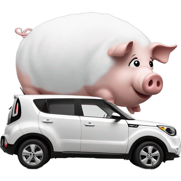 Pig in front of a 2024 Snow White kia soul emoji