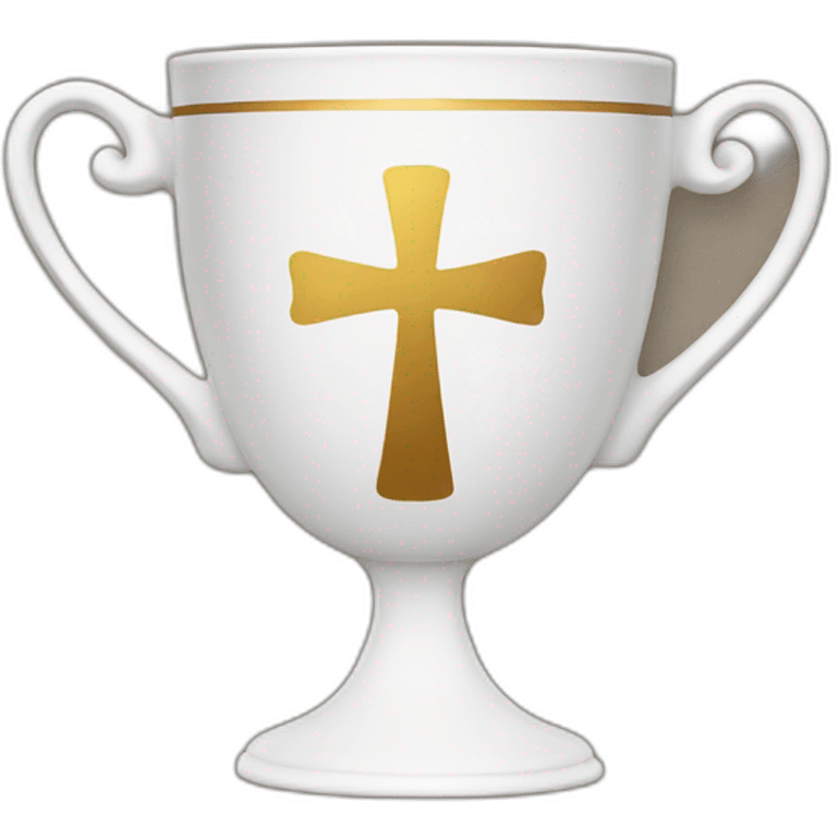 royal empty Christian cup for the winner with a cross on royal background emoji