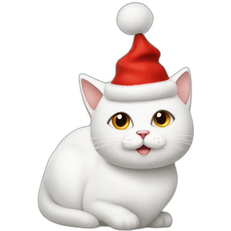 white cat with christmas hat emoji