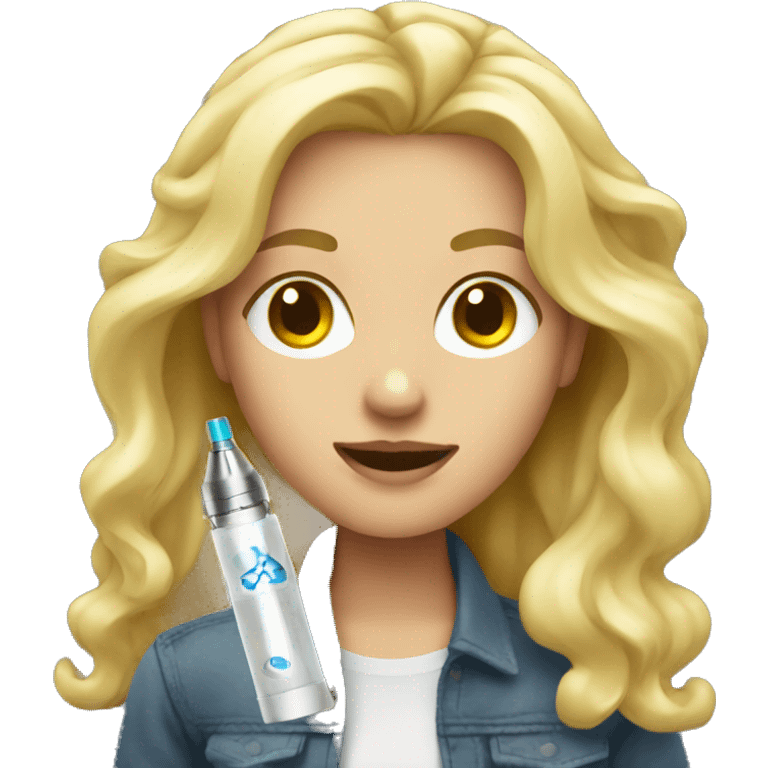 blonde girl with disposable vape emoji