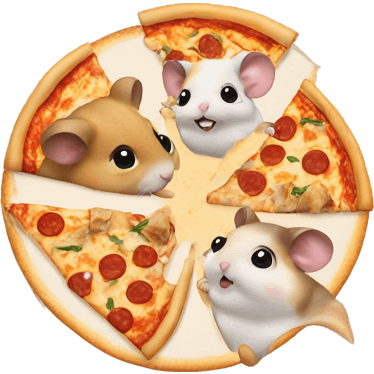 four hamsters eating pizza emoji