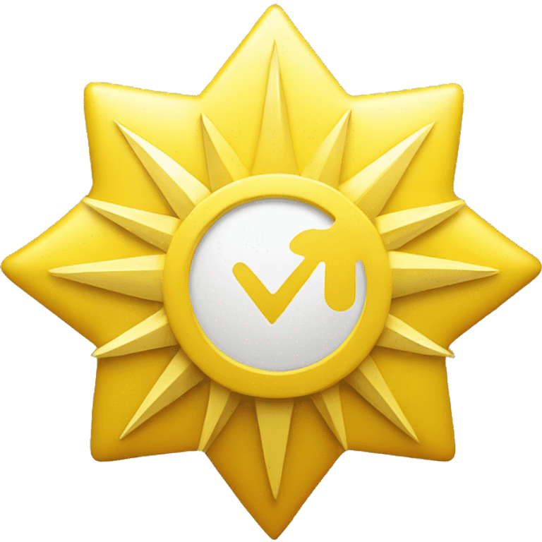 “A yellow badge with a white checkmark in the center, featuring a starburst design. This symbol represents verification, approval, or completion.” emoji