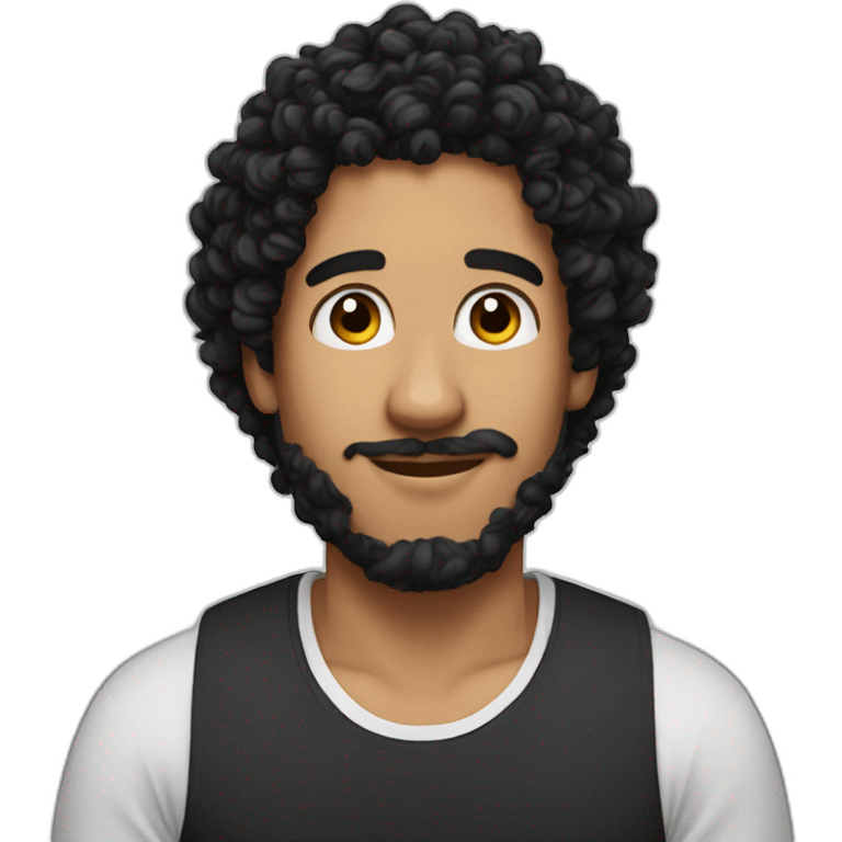 youtuber man, black curly hair emoji