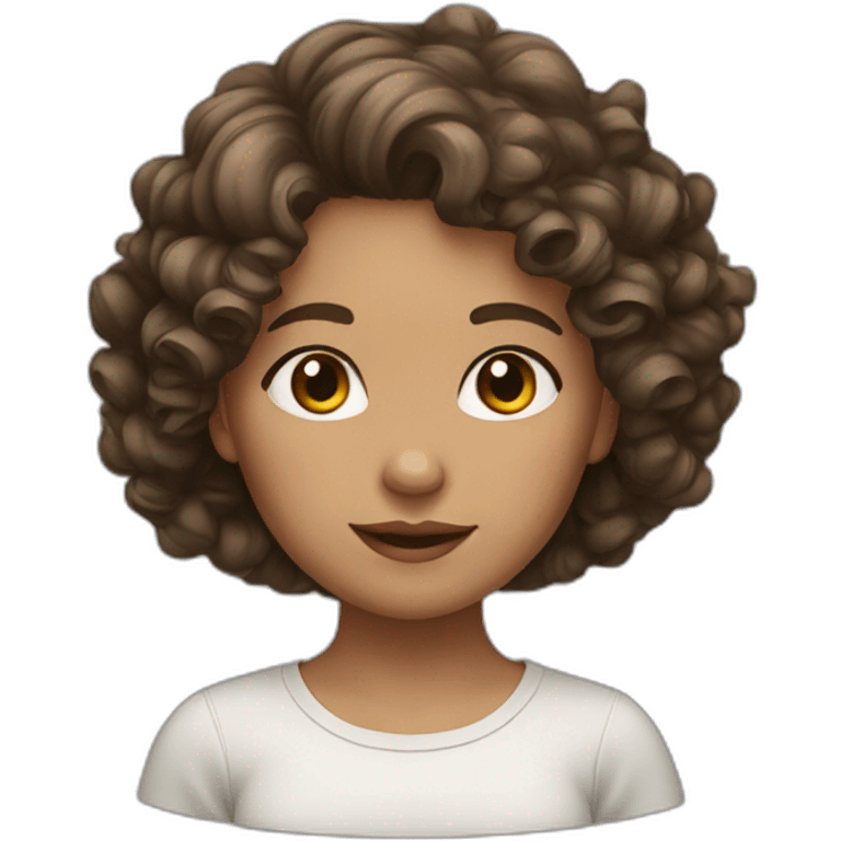 A girl with gray eyes and curly brown hair emoji