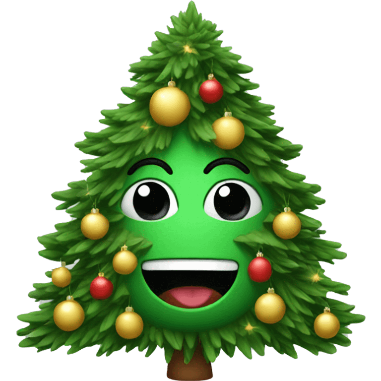 Christmas tree with face emoji