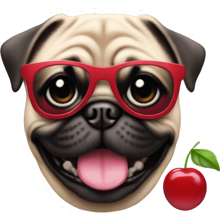 Smiling pug with cherry sunglasses emoji