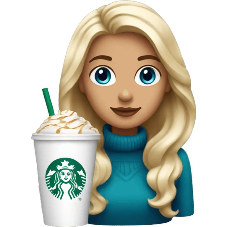 Starbucks cup drink with blonde girl blue eyes  emoji