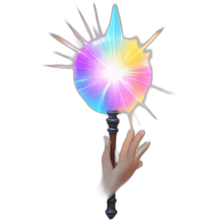 hand holding a wand  with magic light emoji