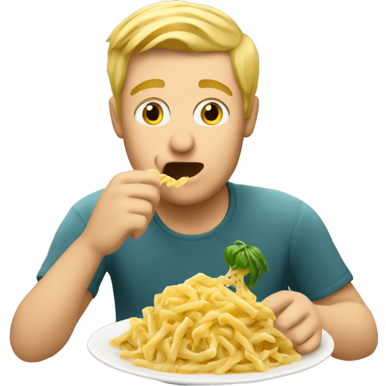 blonde man eating pasta emoji