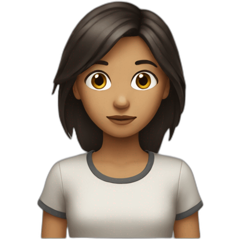 Young girl with dark curry hair emoji