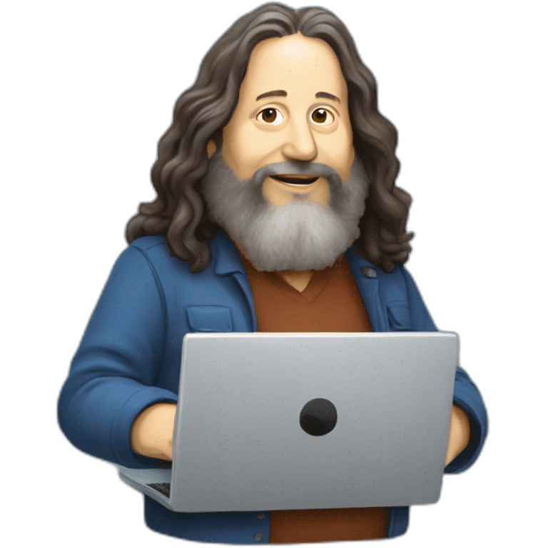 richard stallman with a laptop emoji