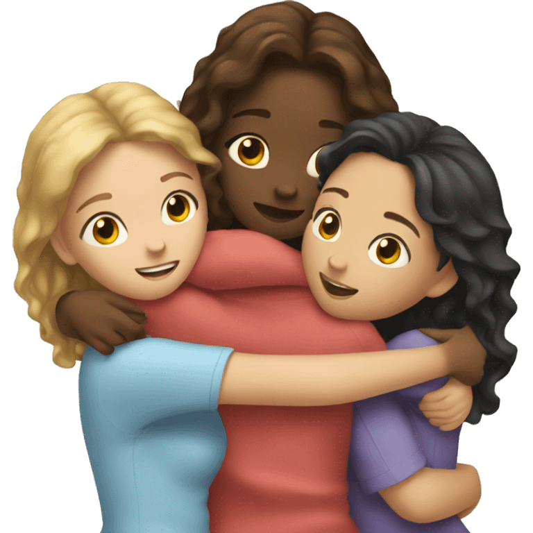 Three girls hugging emoji