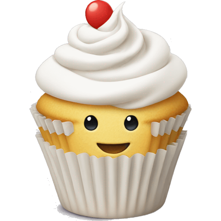 White cupcake with a happy face emoji