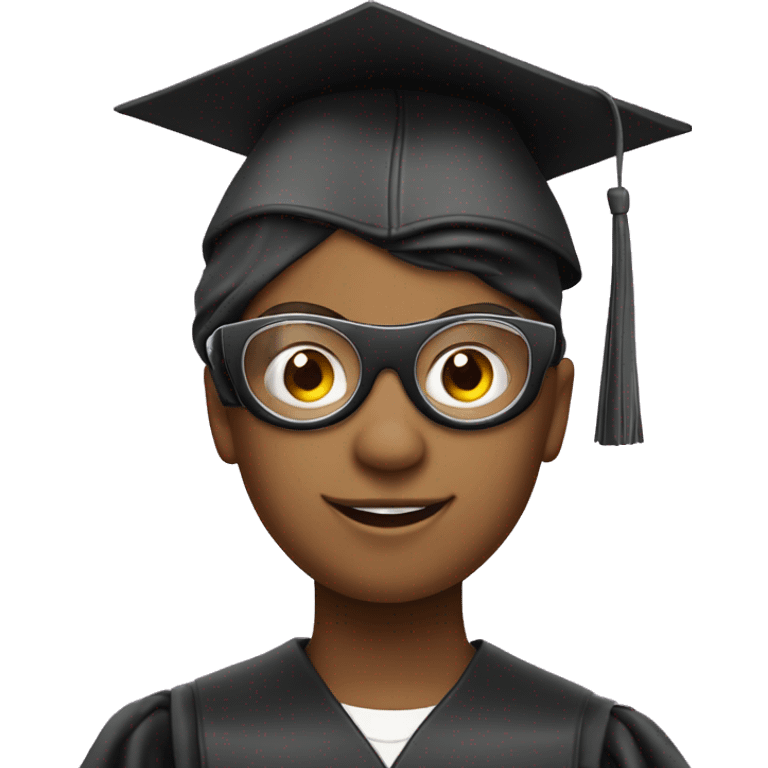 a young boy with graduation hat circle goggles and a phone emoji