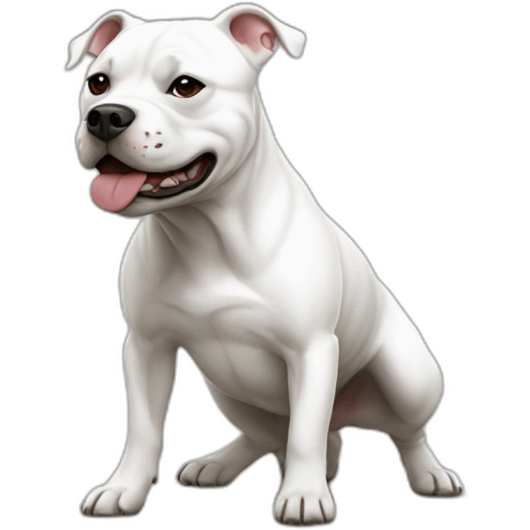 Staffordshire Bull Terrier full white coat playing dead emoji