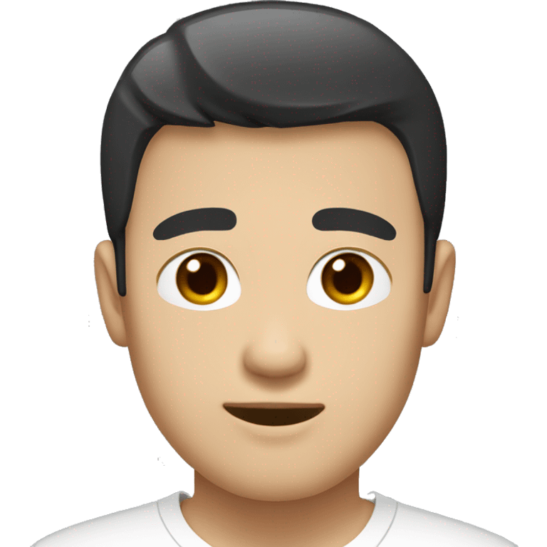 black short hair white skin color asian men with white shirt, make it from soulders and create only one emoji emoji