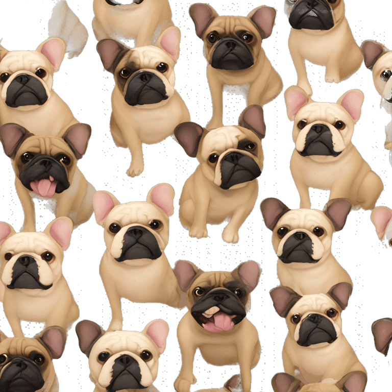 Light Brown New englisch Bulldog sitting next to black frenchie emoji