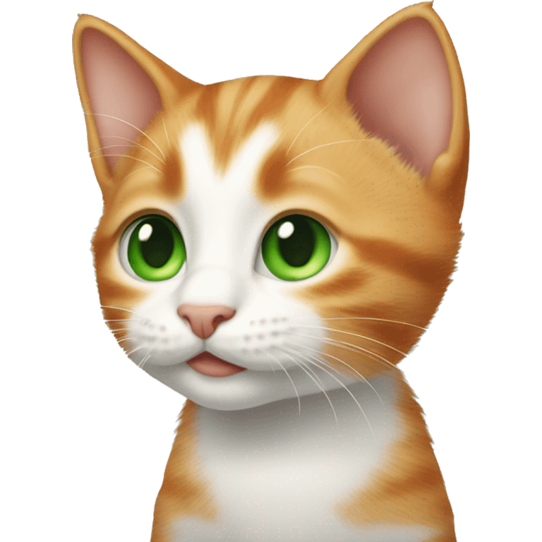 Ginger kitten with green eyes and white face emoji